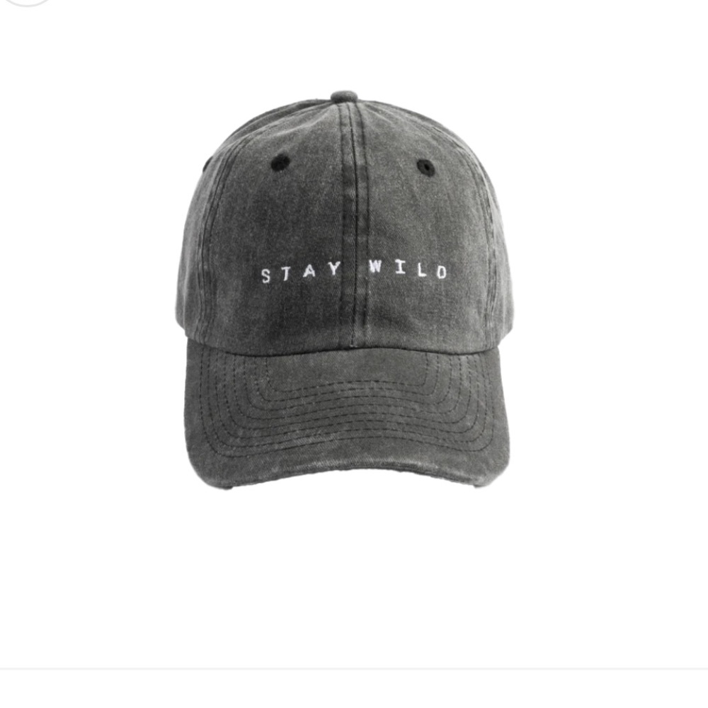 New Atticus Wild embroidered black pigment-dyed brushed cotton dad hat.